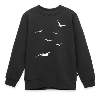 Möwenschwarm - Urlaub am Meer - Strand - Himmel - Kinder Premium Organic Sweatshirt - Schwarz - Vorne - AI Model Kid Female (0cm)
