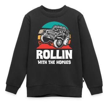 Jeeps Rollin avec The Homies - Sweat Premium enfant bio - noir - Devant - AI Model Kid Female (0cm)