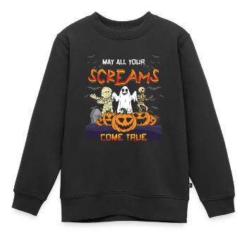 Gruselige Horrormonster Skelett Gruseliges Halloween - Kinder Premium Organic Sweatshirt - Schwarz - Vorne - AI Model Kid Female (0cm)