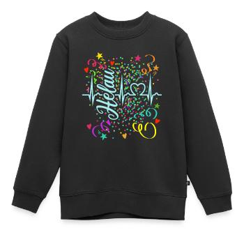 Herzkurve - Helau - Konfetti - Fasching - Kinder Premium Organic Sweatshirt - Schwarz - Vorne - AI Model Kid Female (0cm)
