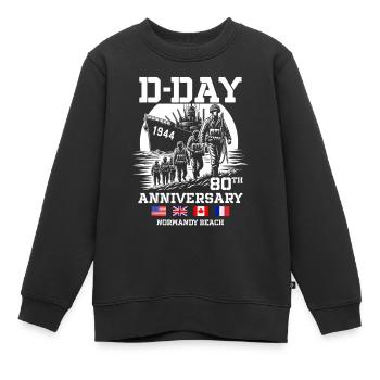 80. Geburtstag der Landung am Strand der Normandie - Kinder Premium Organic Sweatshirt - Schwarz - Vorne - AI Model Kid Female (0cm)