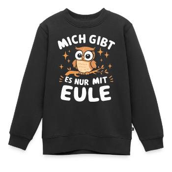 oiseau de nuit hibou hibou oiseau - Sweat Premium enfant bio - noir - Devant - AI Model Kid Female (0cm)