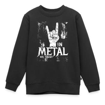 In Metal We Trust - Musik - Spruch - Sweat Premium enfant bio - noir - Devant - AI Model Kid Female (0cm)