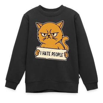 Ich hasse Menschen Asoziale Katze - Kinder Premium Organic Sweatshirt - Schwarz - Vorne - AI Model Kid Female (0cm)
