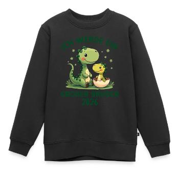 Ich werde großer Bruder 2026 Dino Dinosaurier - Kinder Premium Organic Sweatshirt - Schwarz - Vorne - AI Model Kid Female (0cm)