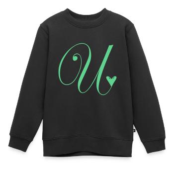 Monogram U Heart Vine - Kids Premium Organic Sweatshirt - black - Front - AI Model Kid Female (0cm)