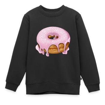 Donut pink mit Streusel Gebäck Illustration - Kinder Premium Organic Sweatshirt - Schwarz - Vorne - AI Model Kid Female (0cm)
