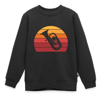 Tuba Vintage Sunset Brass Band Brass Instrument - Sweat Premium enfant bio - noir - Devant - AI Model Kid Female (0cm)