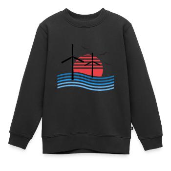 Windrad Sonnenuntergang Vögel - Kinder Premium Organic Sweatshirt - Schwarz - Vorne - AI Model Kid Female (0cm)