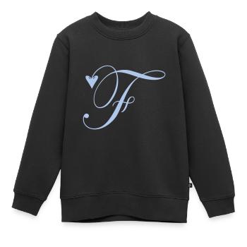 Monogram F Heart Vine - Kids Premium Organic Sweatshirt - black - Front - AI Model Kid Female (0cm)