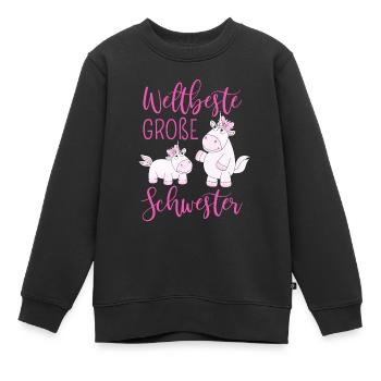 Weltbeste Große Schwester Einhorn Mädchen pink - Kinder Premium Organic Sweatshirt - Schwarz - Vorne - AI Model Kid Female (0cm)