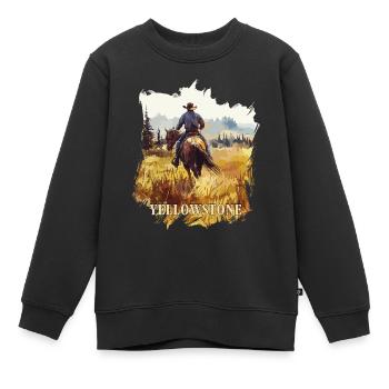 Cowboy Montana cheval Yellowstone Ranch Y Rip Rib - Sweat Premium enfant bio - noir - Devant - AI Model Kid Female (0cm)