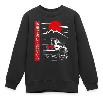 Sonnenauto im japanischen Stil - Kinder Premium Organic Sweatshirt - Schwarz - Vorne - AI Model Kid Female (0cm)