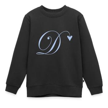 Monogramme D Vigne Coeur - Sweat Premium enfant bio - noir - Devant - AI Model Kid Female (0cm)