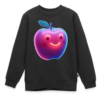 Leuchtender Kinder-Apfel – Neon-Style Design - Kinder Premium Organic Sweatshirt - Schwarz - Vorne - AI Model Kid Female (0cm)