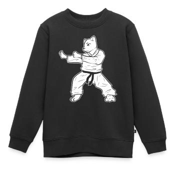 Karate Katze Selbstverteidigung - Kinder Premium Organic Sweatshirt - Schwarz - Vorne - AI Model Kid Female (0cm)