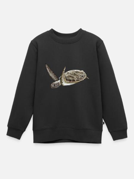 Illustration de motif de tortue mignonne de créature marine - Sweat Premium enfant bio - noir