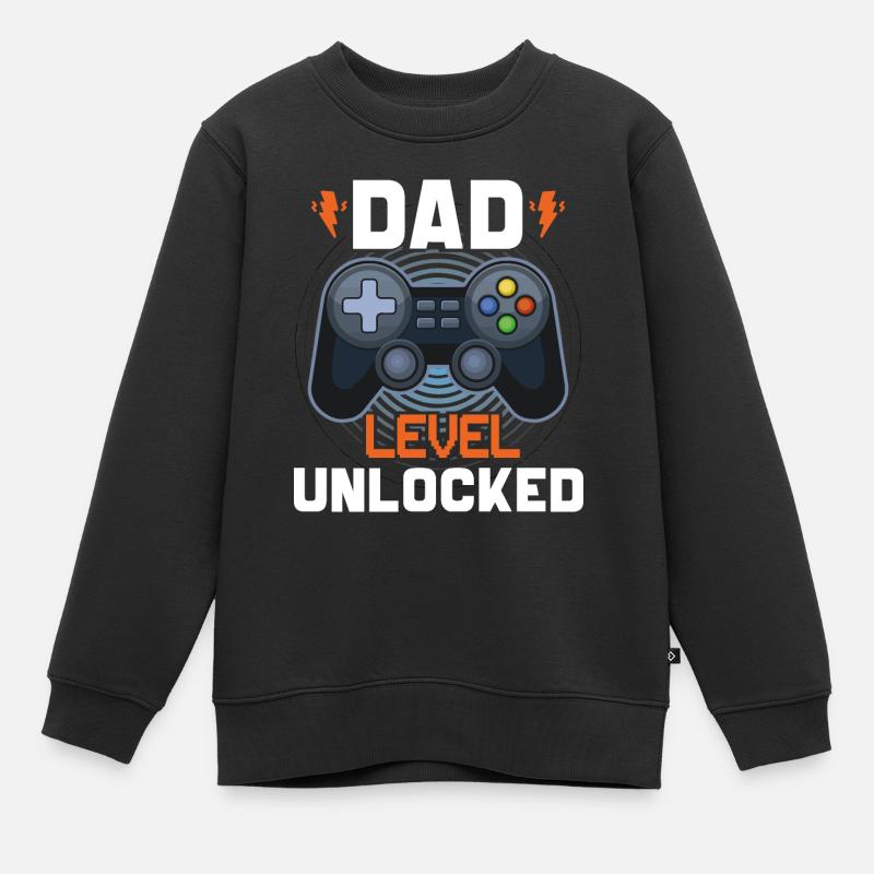 Dad level unlocked - Sweat Premium enfant bio - noir
