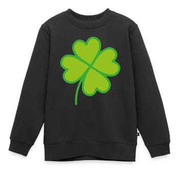 Trèfle chanceux - Sweat Premium enfant bio - noir - Devant - AI Model Kid Female (0cm)