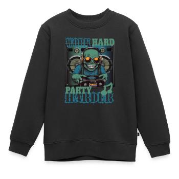 Arbeite Hart Party Härter - Kinder Premium Organic Sweatshirt - Schwarz - Vorne - AI Model Kid Female (0cm)