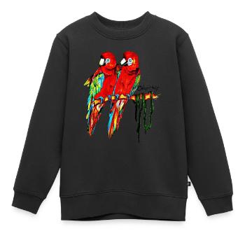 Papageien - Kinder Premium Organic Sweatshirt - Schwarz - Vorne - AI Model Kid Female (0cm)