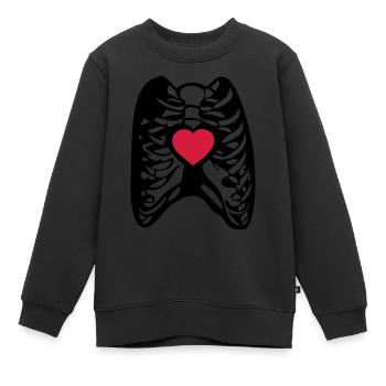 Skeul menschliche Skelett menschliche Herz - Kinder Premium Organic Sweatshirt - Schwarz - Vorne - AI Model Kid Female (0cm)