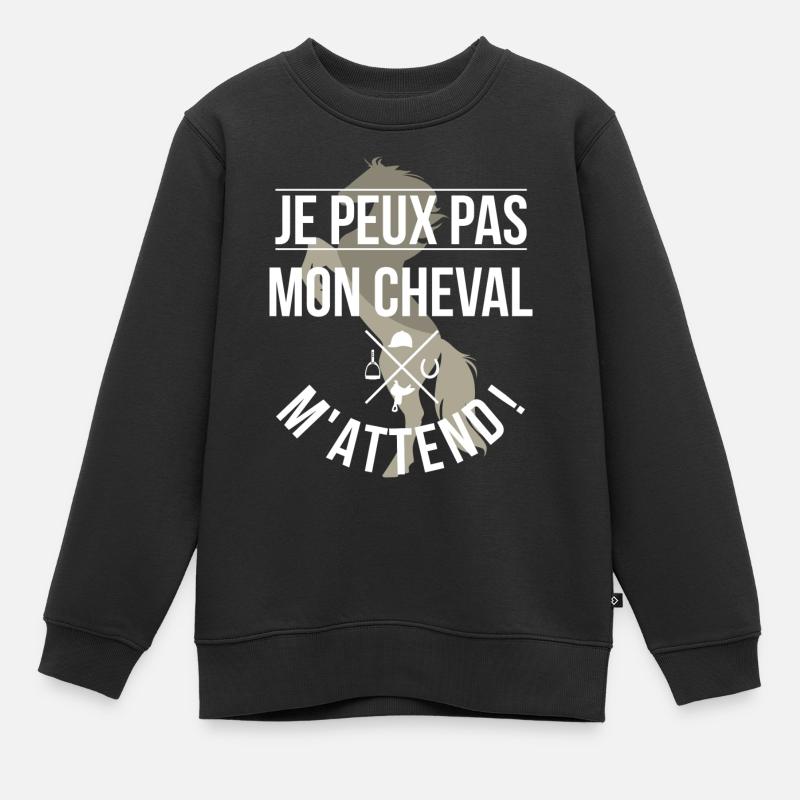 Mon cheval m'attend - Sweat Premium enfant bio - noir