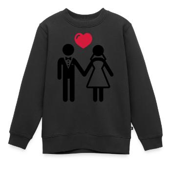 Mariée et le marié avec coeur - Sweat Premium enfant bio - noir - Devant - AI Model Kid Female (0cm)