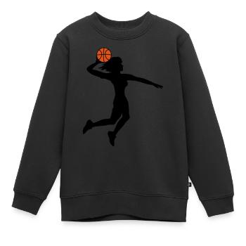 basket-ball saut dunking dunk femme femme mae - Sweat Premium enfant bio - noir - Devant - AI Model Kid Female (0cm)