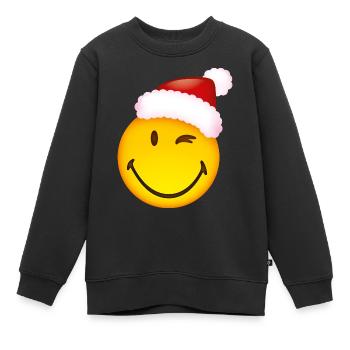 Smiley Santa Claus - Sweat Premium enfant bio - noir - Devant - AI Model Kid Female (0cm)