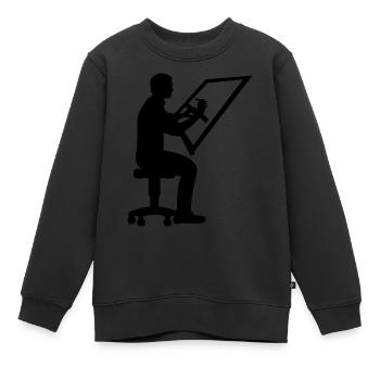 Dessinateur en bâtiment - Sweat Premium enfant bio - noir - Devant - AI Model Kid Female (0cm)