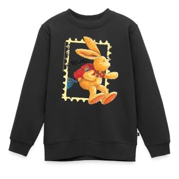 Felix huepft mit Schulranzen - Kinder Premium Organic Sweatshirt - Schwarz - Vorne - AI Model Kid Female (0cm)