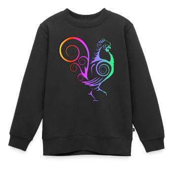 Hahn Huhn Henne Kücken Ei Regenbogen Hühner - Kinder Premium Organic Sweatshirt - Schwarz - Vorne - AI Model Kid Female (0cm)