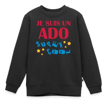 adolescent / enfant / ado / adolescente - Sweat Premium enfant bio - noir - Devant - AI Model Kid Female (0cm)