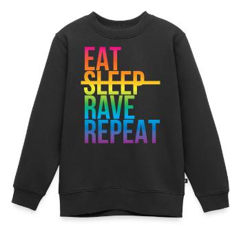 Rave - Eat sleep repeat3 - Kinder Premium Organic Sweatshirt - Schwarz - Vorne - AI Model Kid Female (0cm)