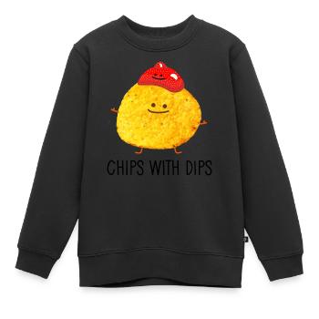 Chips mit Dips - Kinder Premium Organic Sweatshirt - Schwarz - Vorne - AI Model Kid Female (0cm)
