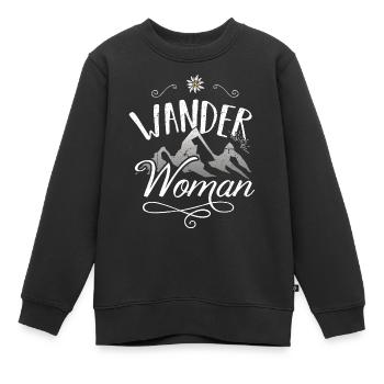 Wander Woman Berge Bergsteigen Frauen Wandern - Kinder Premium Organic Sweatshirt - Schwarz - Vorne - AI Model Kid Female (0cm)
