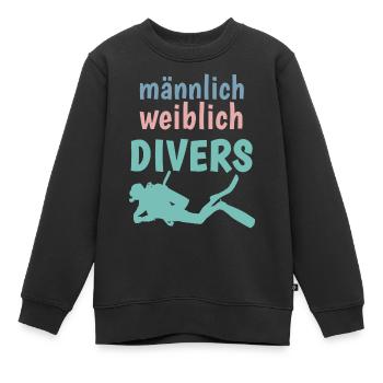m/w/d: männlich weiblich DIVERS! Shirt für Taucher - Kinder Premium Organic Sweatshirt - Schwarz - Vorne - AI Model Kid Female (0cm)