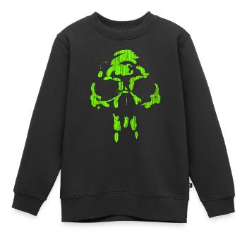 Neandertaler Neon Totenkopf - Minimal Horror - Kinder Premium Organic Sweatshirt - Schwarz - Vorne - AI Model Kid Female (0cm)