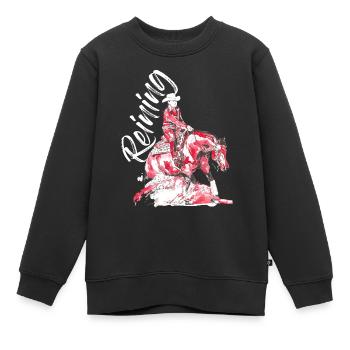REINING - Kinder Premium Organic Sweatshirt - Schwarz - Vorne - AI Model Kid Female (0cm)