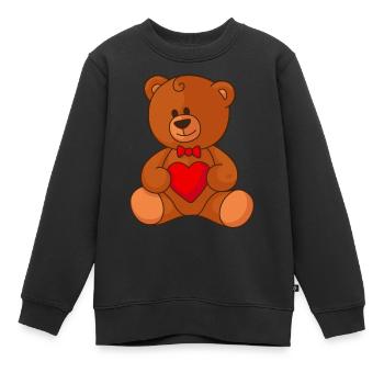 Teddy Bear mit Herz - Kinder Premium Organic Sweatshirt - Schwarz - Vorne - AI Model Kid Female (0cm)
