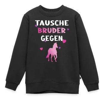 Tausche Bruder gegen Pferd - Kinder Premium Organic Sweatshirt - Schwarz - Vorne - AI Model Kid Female (0cm)