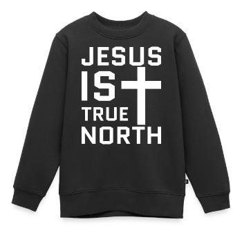 Jesus is true north White - Sweat Premium enfant bio - noir - Devant - AI Model Kid Female (0cm)