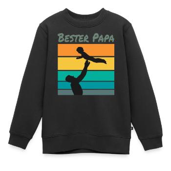 Bester Papa, Vater Kind Sonnenuntergang fliegen - Kinder Premium Organic Sweatshirt - Schwarz - Vorne - AI Model Kid Female (0cm)