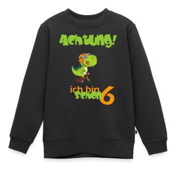 Dino Geburtstag 6 - Kinder Premium Organic Sweatshirt - Schwarz - Vorne - AI Model Kid Female (0cm)