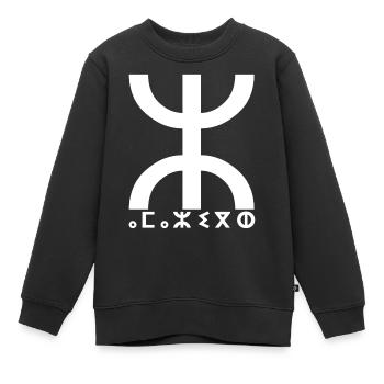 Amazigh Kabyle - Sweat Premium enfant bio - noir - Devant - AI Model Kid Female (0cm)