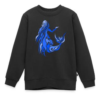 BLUE MERMAID 2 - Kids Premium Organic Sweatshirt - black - Front - AI Model Kid Female (0cm)