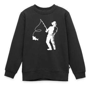 Angeln - Kinder Premium Organic Sweatshirt - Schwarz - Vorne - AI Model Kid Female (0cm)