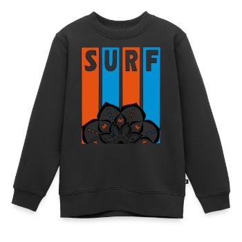 Le surf - Sweat Premium enfant bio - noir - Devant - AI Model Kid Female (0cm)