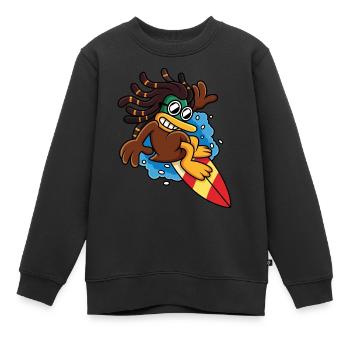 Lustiges Surfen - Kinder Premium Organic Sweatshirt - Schwarz - Vorne - AI Model Kid Female (0cm)